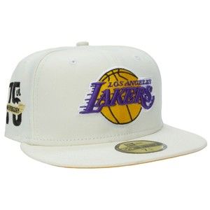 New Era Los Angeles Lakers 59FIFTY Fitted Hat Off White 75 Year Patch 7 1/4